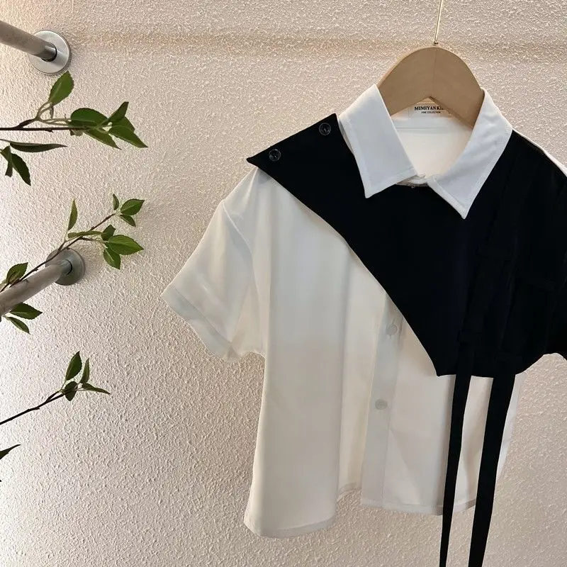 Children's Summer Set New Korean Version Boys' Baby Shirt Children's Stylish Short Sleeve Shorts Two Piece Set