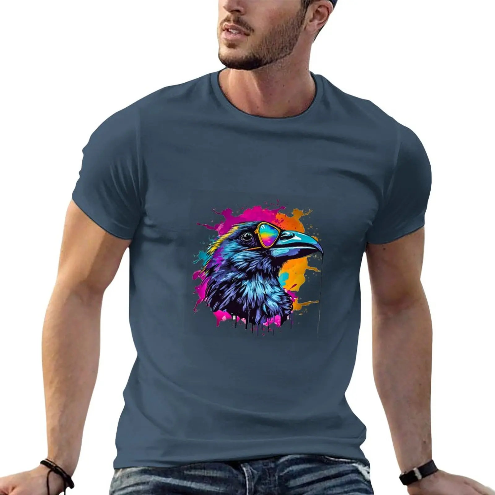 

neon cool raven colorpop T-Shirt man clothes men graphic t shirts