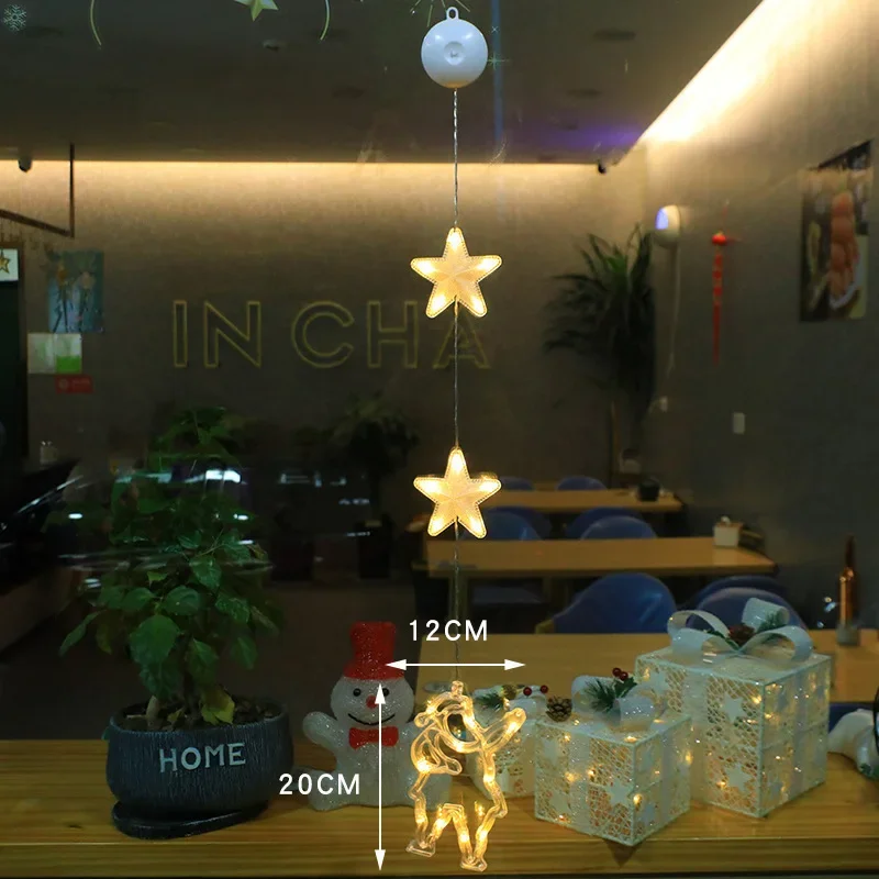 thumbnail image 1 of Lámpara de ventosa navideña con forma de estrella y luna LED, adornos navideños para el hogar, bodas, fiestas, adornos colgantes para ventanas, regalos de Navidad y Año Nuevo, 1 of 5