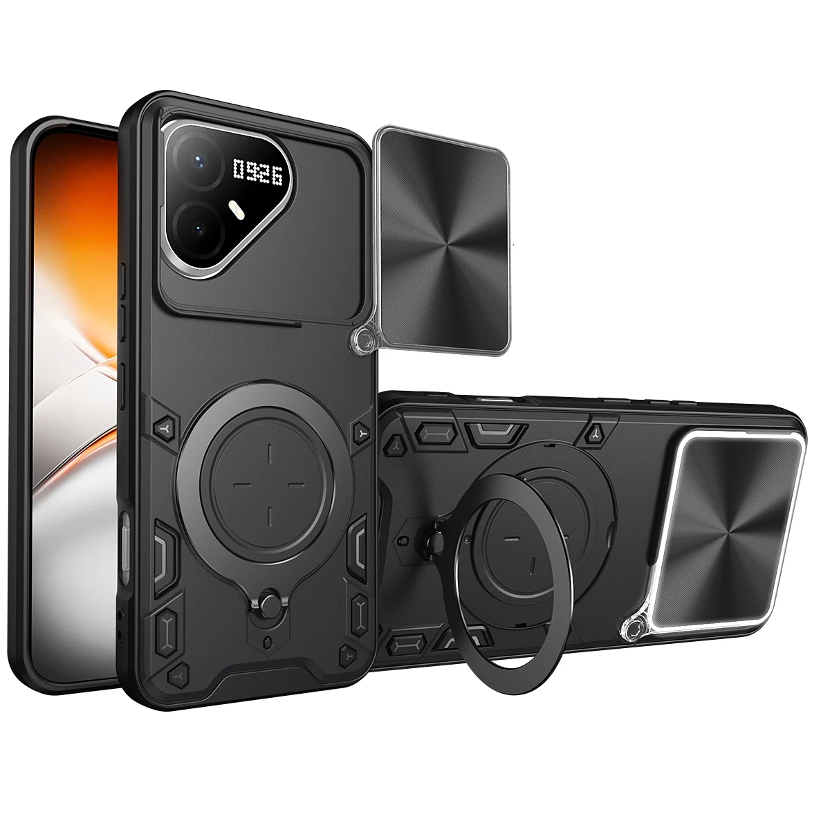 Slim Shockproof Kickstand Phone Case with Lens Protector