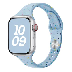 Elegant Solid Color Thin Silicone Strap - 42 44 45 46 49mm (Light blue)