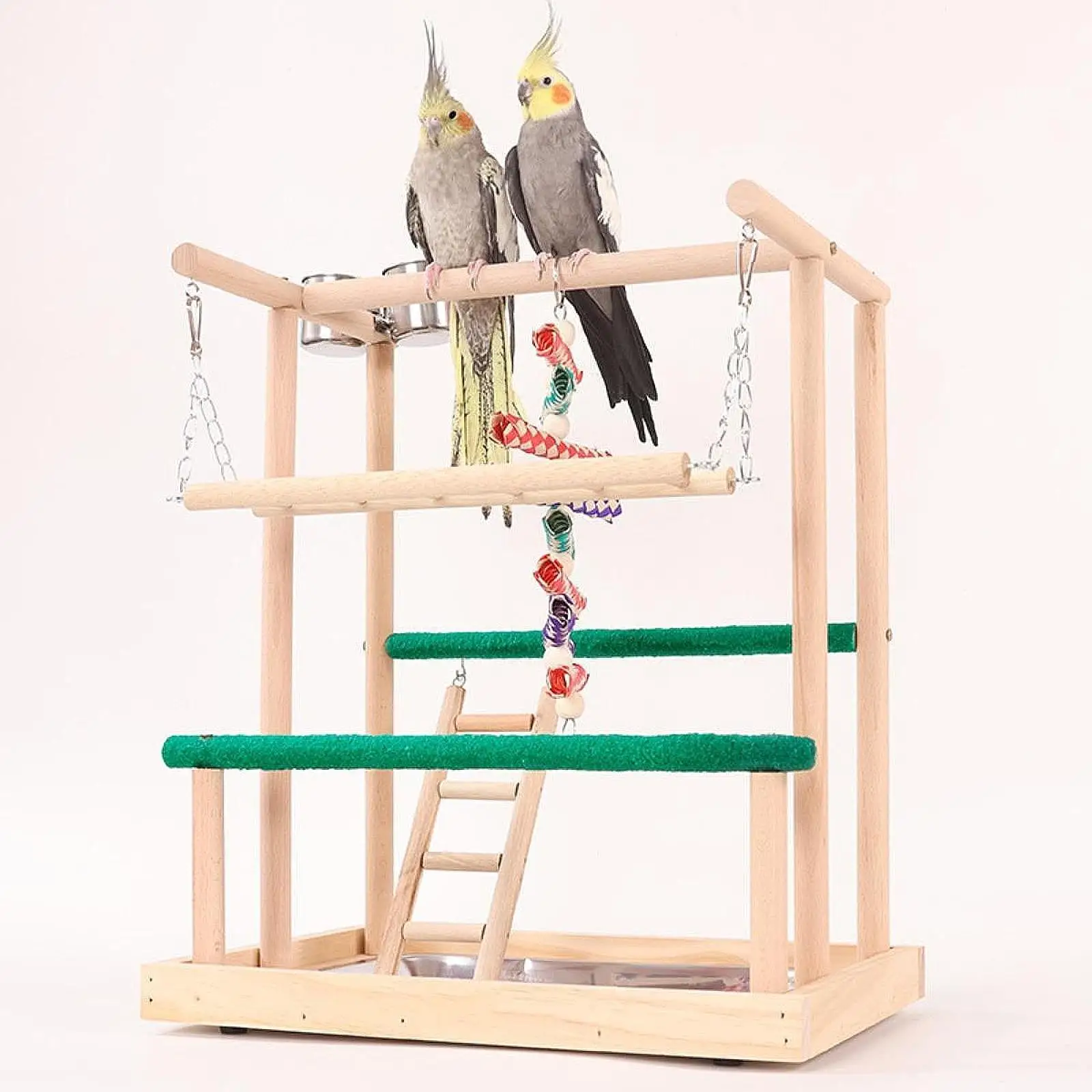 Parrot Playground Perch Play Exercise Toy, Platform Parrots Play Stand Exercise Activity Center for Budgie Conures Cockatiels