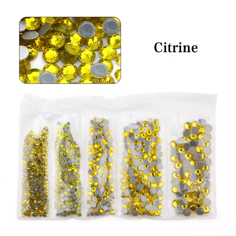 Haute qualité 1200 pièces/lot Hotfix multicolore strass SS6-SS30 mélange taille Hot Fix cristaux de verre strass pour vêtements bricolage