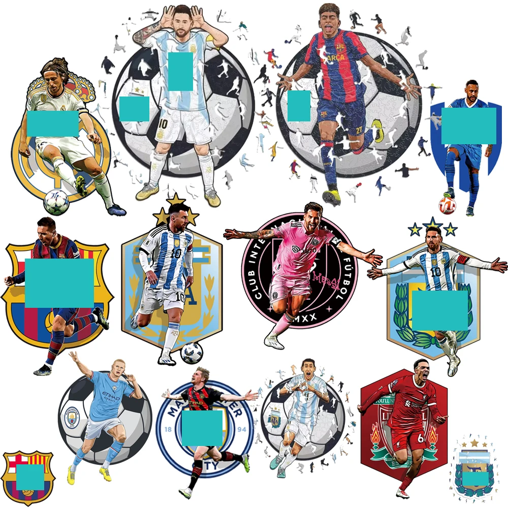 irregular Football Star Wooden Jigsaw Sports Stars Puzzle for Kids Adults Educational Fabulous Gift 300 Pcs DIY Puzzle Toys