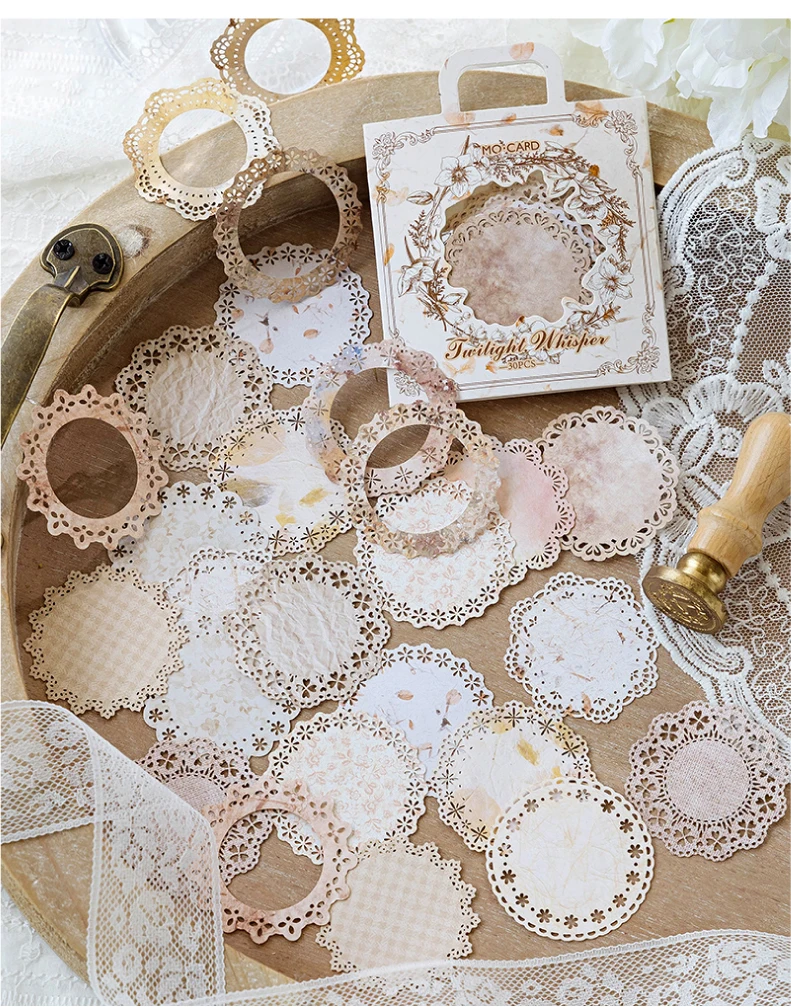 30 teile/paket Vintage Floral Spitze papier Sammelalbum Materialien DIY Fotoalbum Collage Journalling Kreative Schreibwaren Material papier – Detail 18