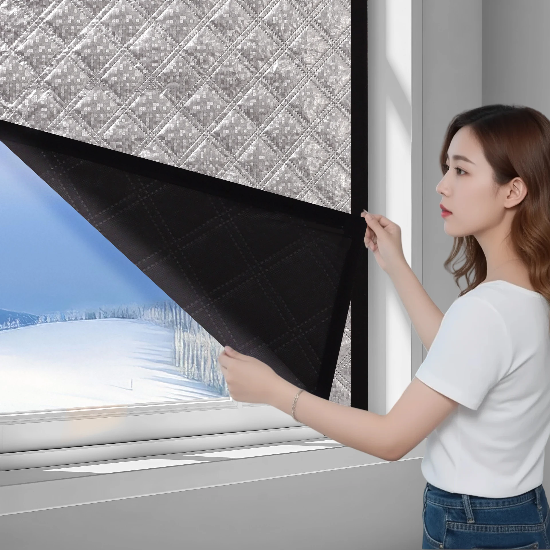 Rideaux thermiques pour salon, cuisine et chambre à coucher, rideaux isolants qui empêchent le froid et le bruit, produits pour fenêtres d'hiver. 1