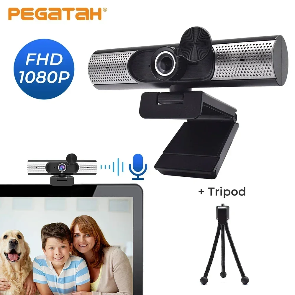 PEGATAH Mini 4K Webcam USB Computer Webcam For PC Laptop Live Streaming Full HD 1080P Web Camera For Work With Microphone Tripod