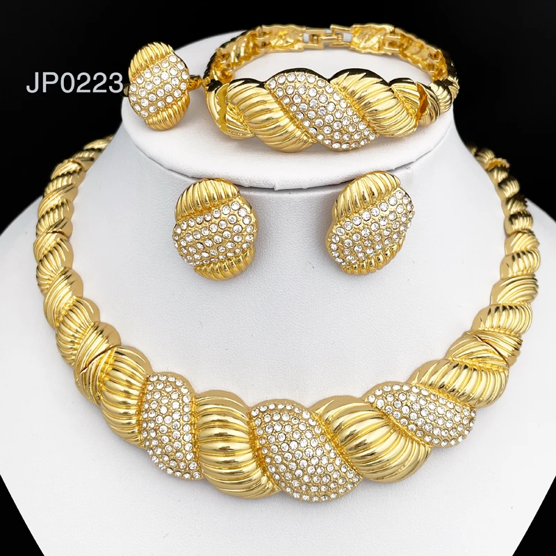African Gold Color Jewelry Sets For Women Necklaces Earrings Set
