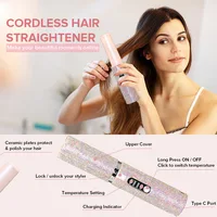 Mini Wireless Hair Straightener Charging Portable USB Hairdresser Roll Straightener Dual-purpose Drill Straightener 다이슨 2