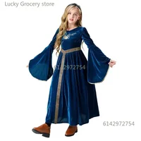 Robe médiévale Cosplay d'halloween pour enfants, Costume de palais rétro, spectacle de bal Noble, manches évasées en daim, déguisement de carnaval 2