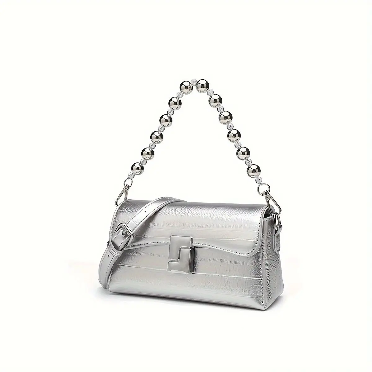 JIAERDI Niche Silver Chain Handbag Women Lock Leather Texture Shoulder Bags Ladies Fashion Premium Y2k Aesthetics Crossbody Bag
