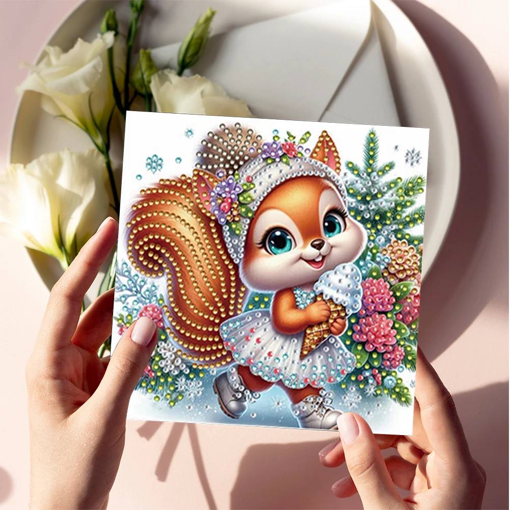 6pcs DIY Diamond Painting Greeting Card Set Xmas Designs Rhinestone Diamond Art Mosaic Postcards for Festivals and Celebrations