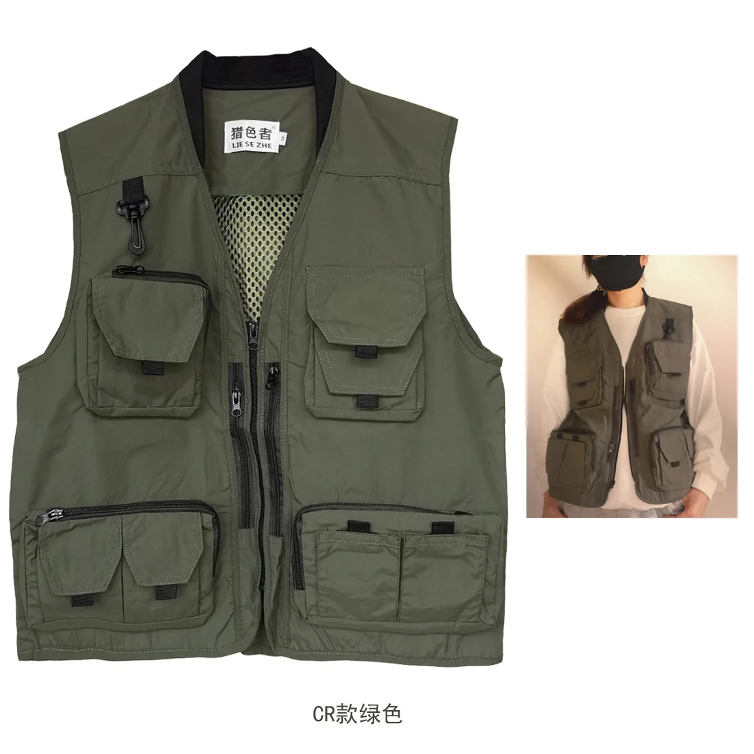 야외 낚시 조끼 다용도 트렌디 조끼 남성용 지퍼 멀티 포켓 메쉬 조끼 여름 작업 조끼 활동용