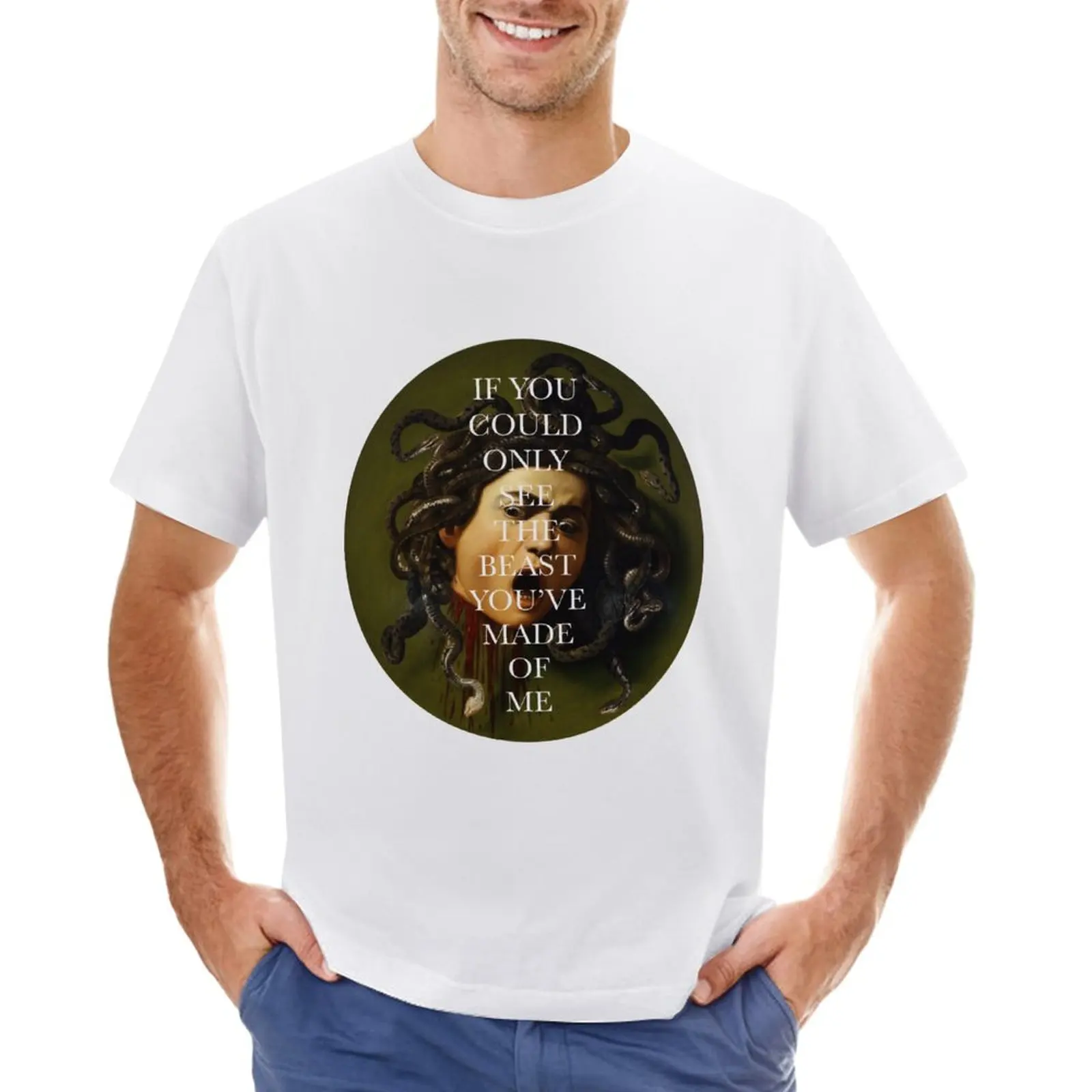 Medusa By Caravaggio T-Shirt Sport Fans Customizeds Ragazzi Bianchi Magliette Da Uomo