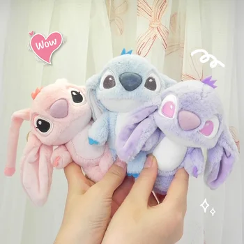 15CM Disney Anime Plush Toys Kawaii Stitch Angel keychain Lovely Plushy Doll Cute Children Kids Doll Animals Gift For Kids