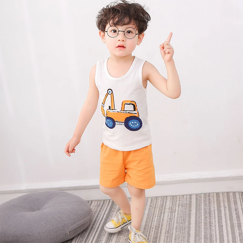 sleepwear for kids Boys Girl Clothing Baby Suit Fashionable Vest Set Crew Neck Cotton Pajamas Two Piece   For The Season: Summer 3~8 Years Old angel baby sleepwear Sleepwear & Robes