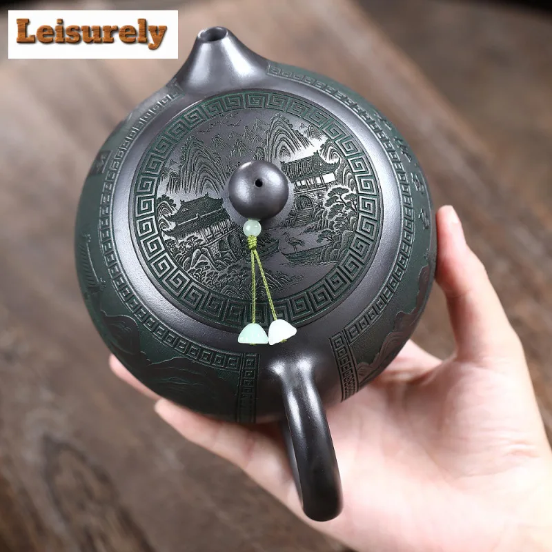 770ml Authentic Yixing Purple Clay Teapots Handmade Xishi Pot Raw Ore Stone Yellow Mud Kettle Zisha Tea Set Drinkware Ornaments