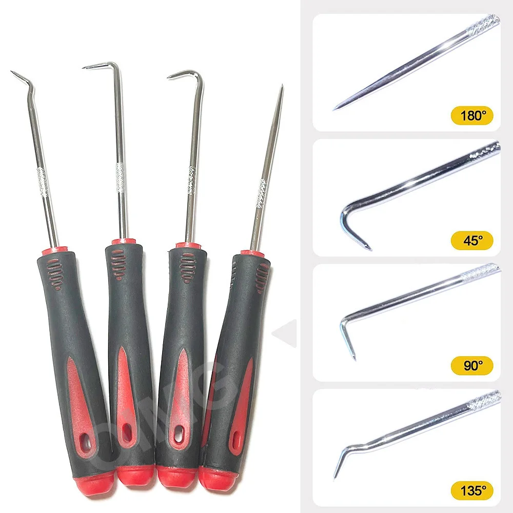 4Pcs O-Ring Seal Gasket Pick and Hook Set Automotive Pick Tool for Removing Car Auto Oil Seal O-Ring Gasket Puller Remover