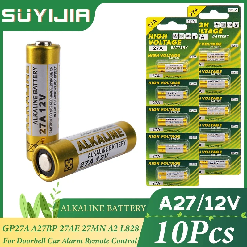 10 шт. щелочная батарея 12 В A27 27A G27A MN27 MS27 GP27A L828 V27GA ALK27A A27BP K27A VR27 R27A для сигнализации пульта дистанционного управления сухая батарея