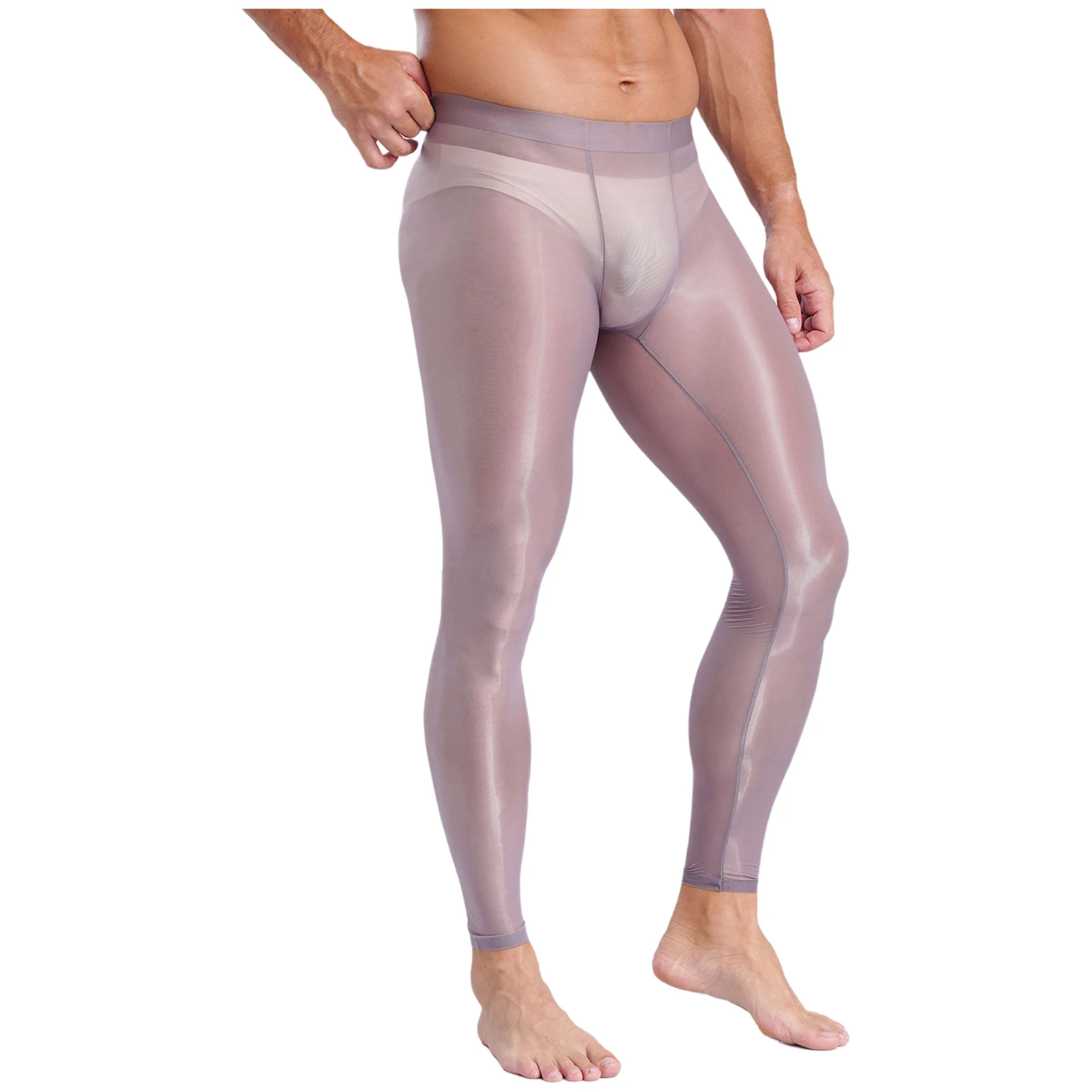 Mens Stretchy Ultra-Thin Leggings Ice Silky Yoga Fitness Leggings Bulge Pouch Tights See Through Pants for Gym Sports Workout Sbfe7bbbf842b42fdb0ea91024eac5871I