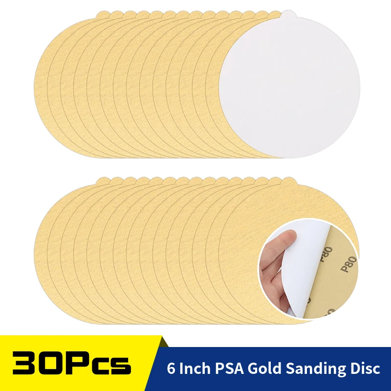 30Pcs 6 Inch Sanding Discs PSA Self Adhesive Sticky Sandpaper 40-1000 Grit for DA Random Orbital Sander Automotive Woodworking