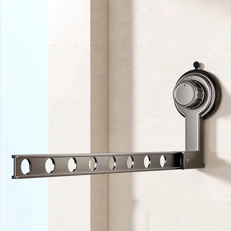Suction Cup Folding Clothes Drying Rack for Balcony Without Punching Invisible Retractable Bay Window Sill Indoor Clothes Drying 5