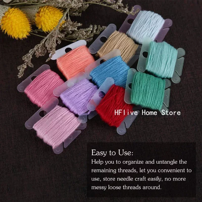 Leopacat Embroidery Floss Organizer - 20 Plastic Bobbins & Cards For Cross Stitch, Thread Storage, DIY Crafts