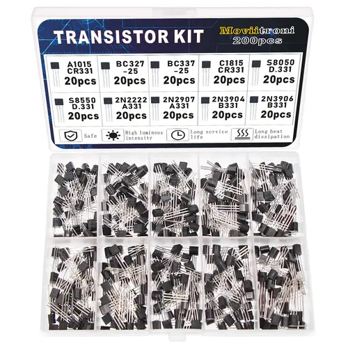 200pcs  BJT Transistor Kit Bipolar Power Transistors A1015 BC327 BC337 C1815 S8050 S8850 2N2222 2N2907 2N3904 2N3906 PNP NPN - Image 8