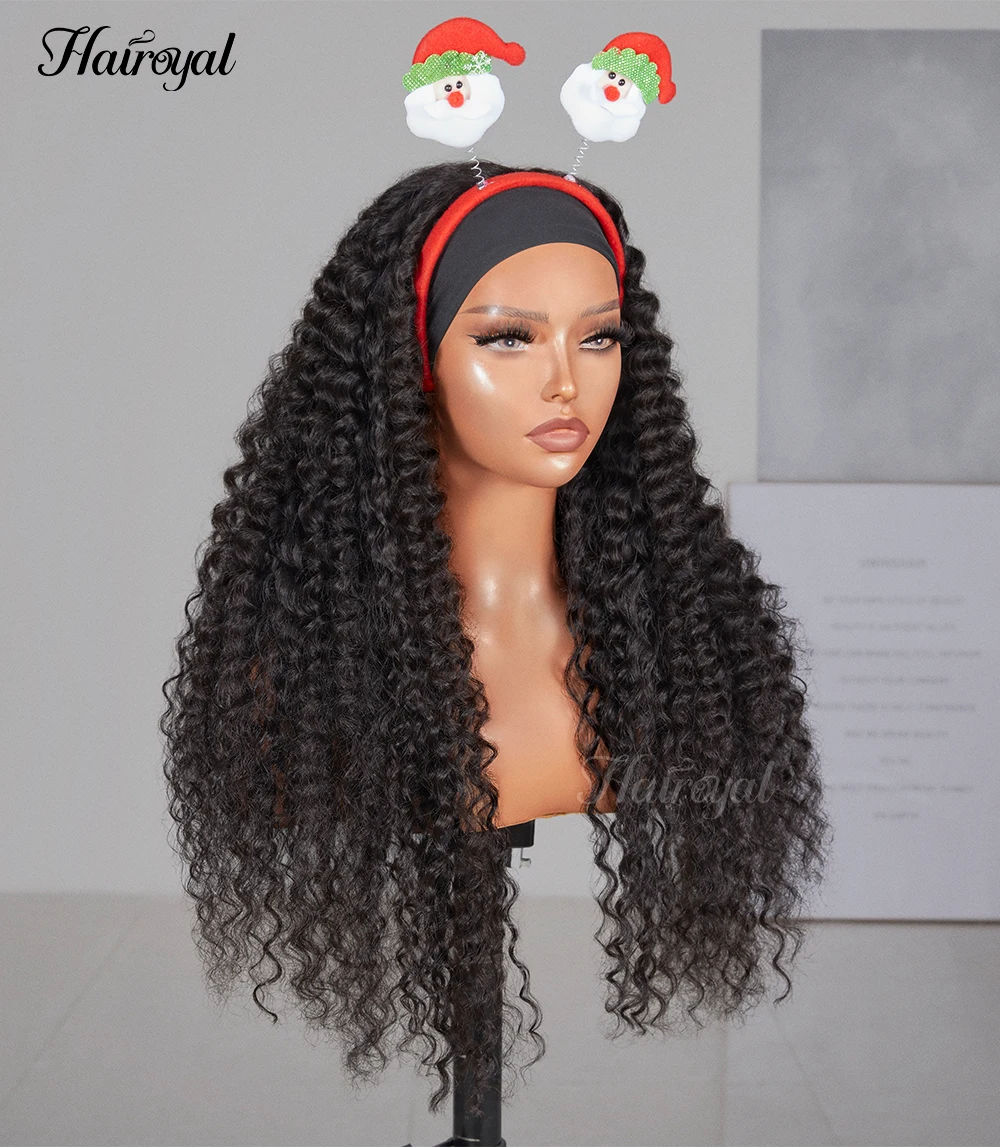 Deep Wave Headband Wig 30 inch Human Hair Wig For Black Women  Brazilian Remy Glueless Scarf Full Machine Made Beginner Friendly