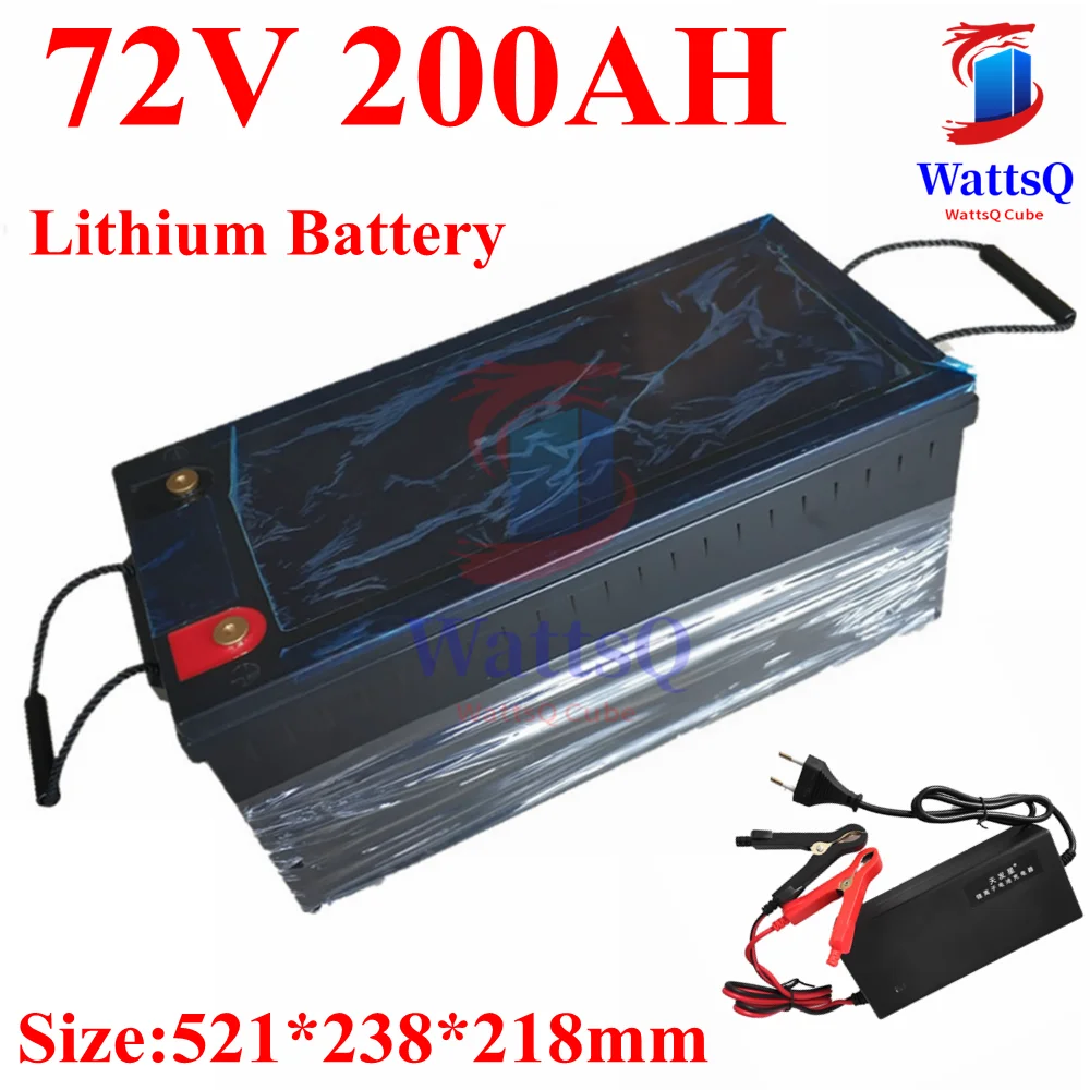 

3600W lithium ion battery 72V 200Ah with BMS 10A charger not lifepo4 or lead acid for solar wind energy EV RV golf cart