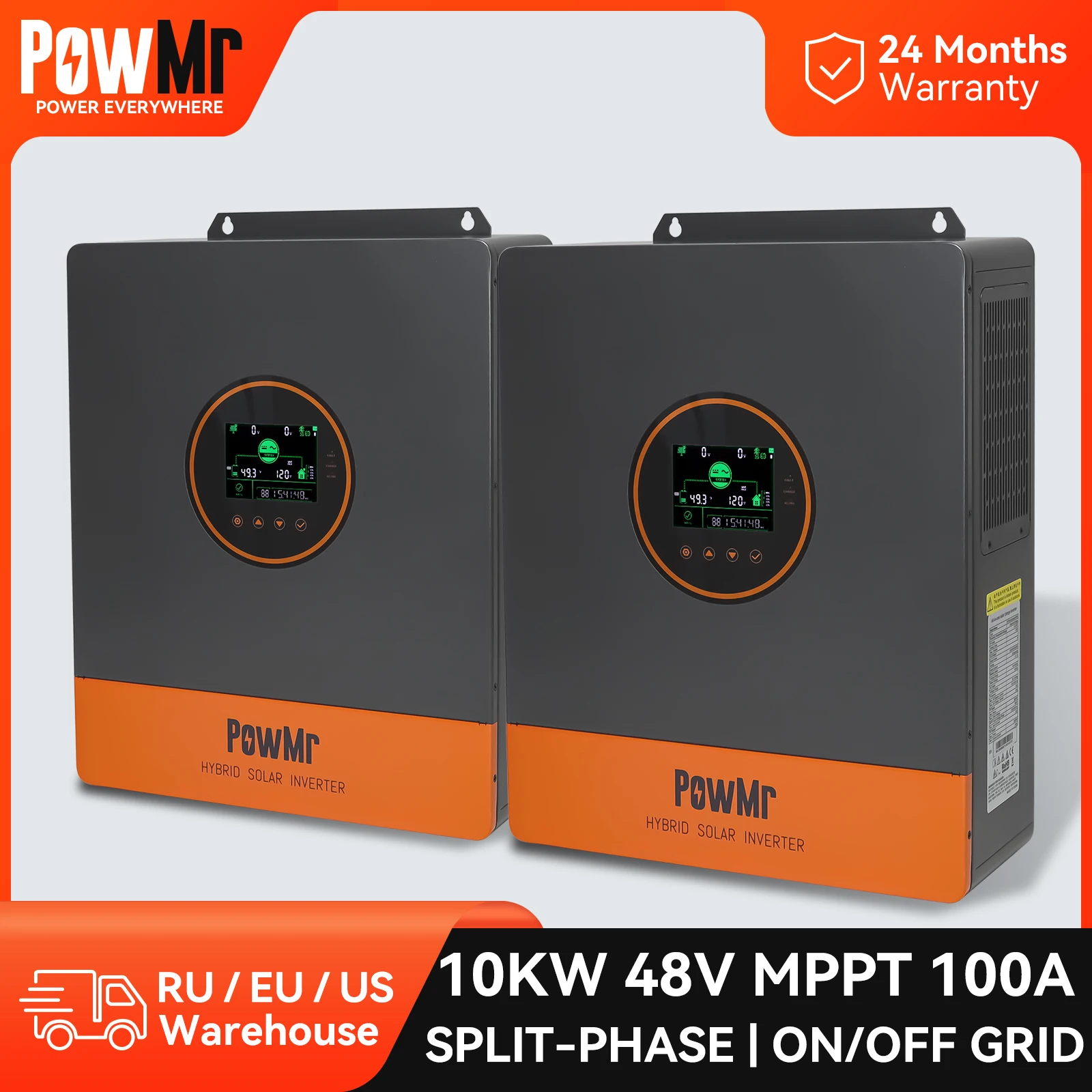Powmr Inverter Solare Ibrido A Fase Divisa 48V 10Kw Con On Grid Off Grid 120V 208V 240V Mppt 100A Max Pv Input 5.5Kw 500V