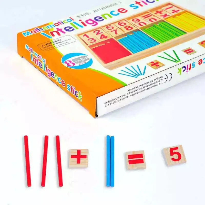 Children's math teaching aids, counting sticks, arithmetic learning box, wooden educational toys, Montessori education 4