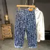 Spring & Autumn Street Wear Men Plaid Patchworks Baggy Pants Ripped Wash Denim Trousers Male 4