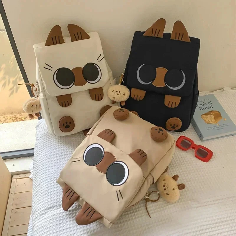 Ins Style Backpack Student Cat School Bags Casual Basic Japanese Cartoon Large Capacity Backpacks For A&B One Shoulder Bag For C 3