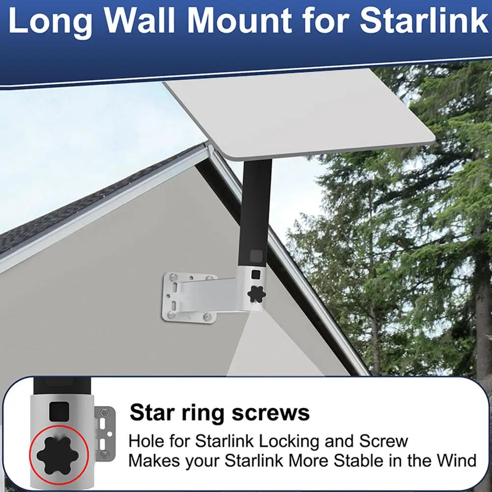

Подходит для металлического белого длинного кронштейна Starlink, погодостойкое многофункциональное длинное настенное крепление для Starlink V1/V2 Generation C8M2