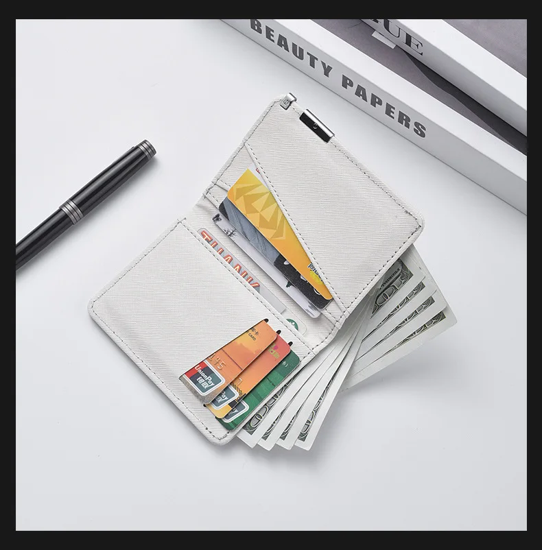 Small Slim Business-Style Wallet - Multiple Card Slots, Credit Card and Driver's License Holder, Geometric In Black Faux Leather