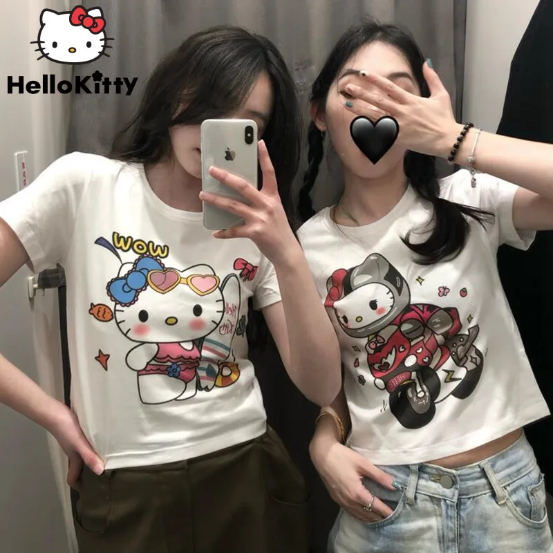

Женская футболка с принтом Hello Kitty, Y2k