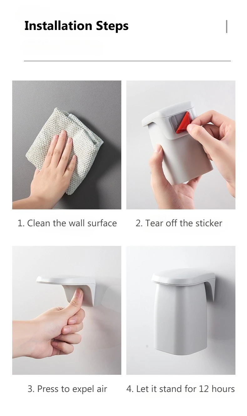 Magnetic Toothbrush Holder Wall Mounted Bathroom Organiser_voghion.com