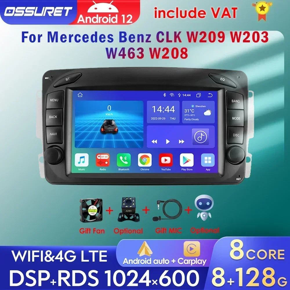 2 Din Android Car Radio Stereo Multimedia Player GPS Navi for  Mercedes Benz CLK W209 W203 W463 W208 GPS RDS DSP Carplay