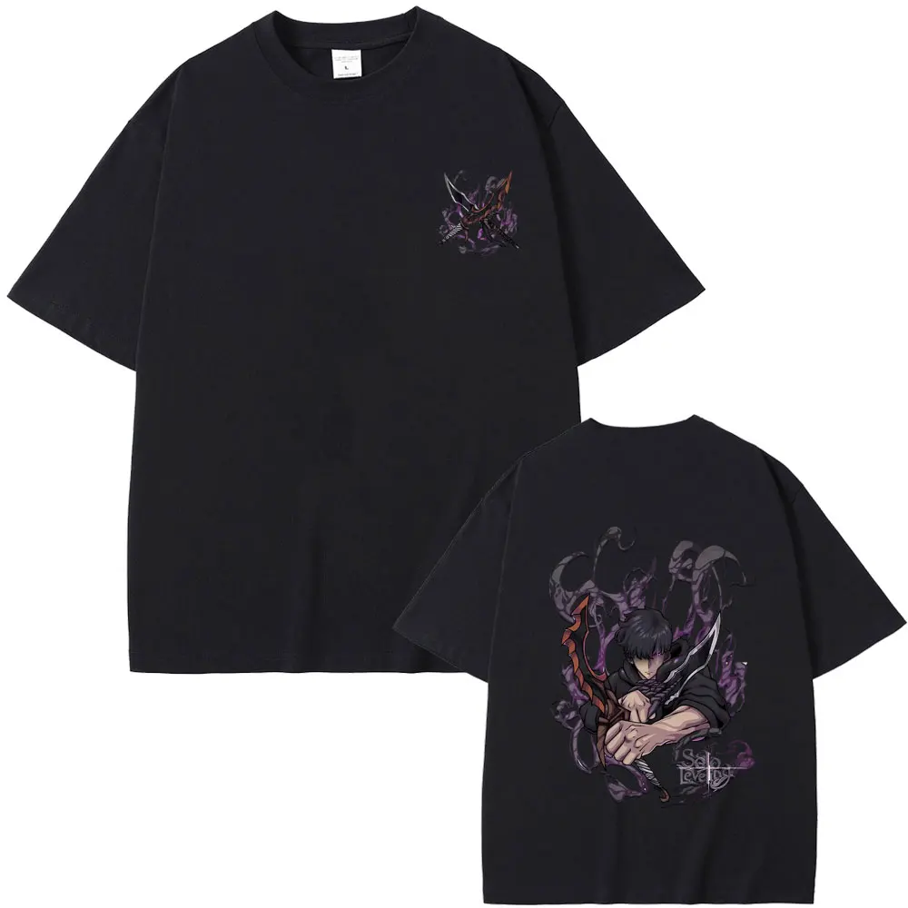 

Japanese Anime Solo Leveling Sung Jin Woo Graphic T-shirt Men Women Fashion Trend Short Sleeve Tshirt Male Oversized T Shirts