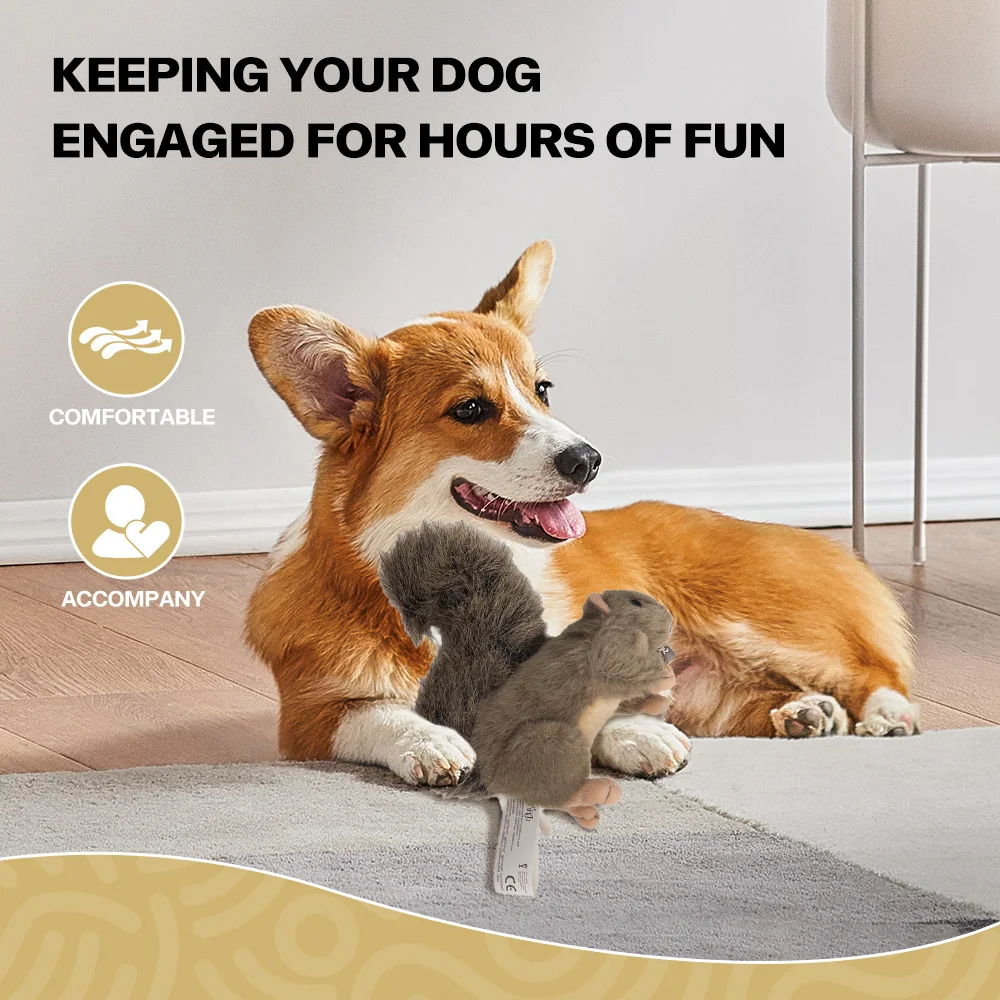 All For Paws Dog Faux Fur Squirrel Toys For Dogs Animal Realistic Squeaker Wildlife Fleece No-Toxic Dolls Pet Accessories 5