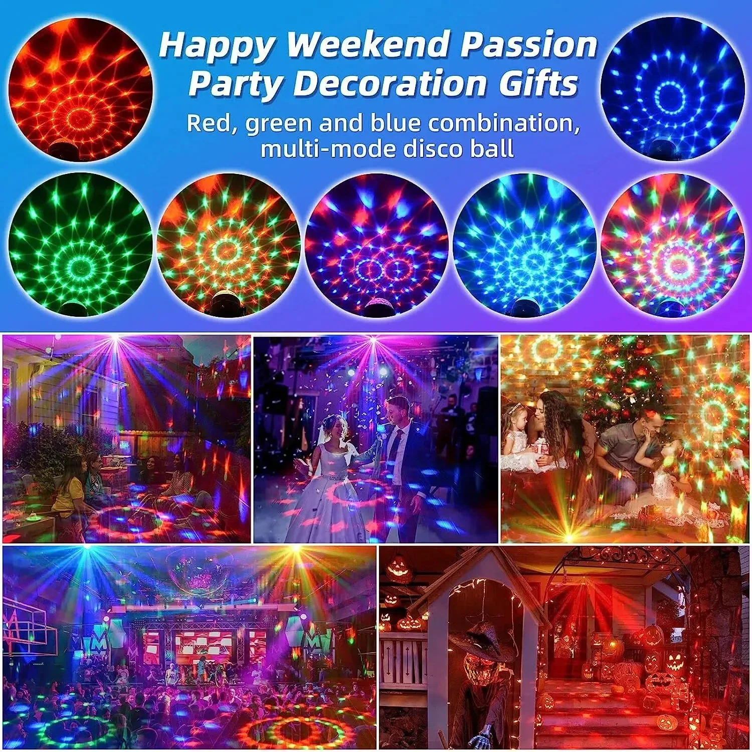 Disco Light Colorful Strobe Activated with Remote Control for Home Parties Wedding Bar