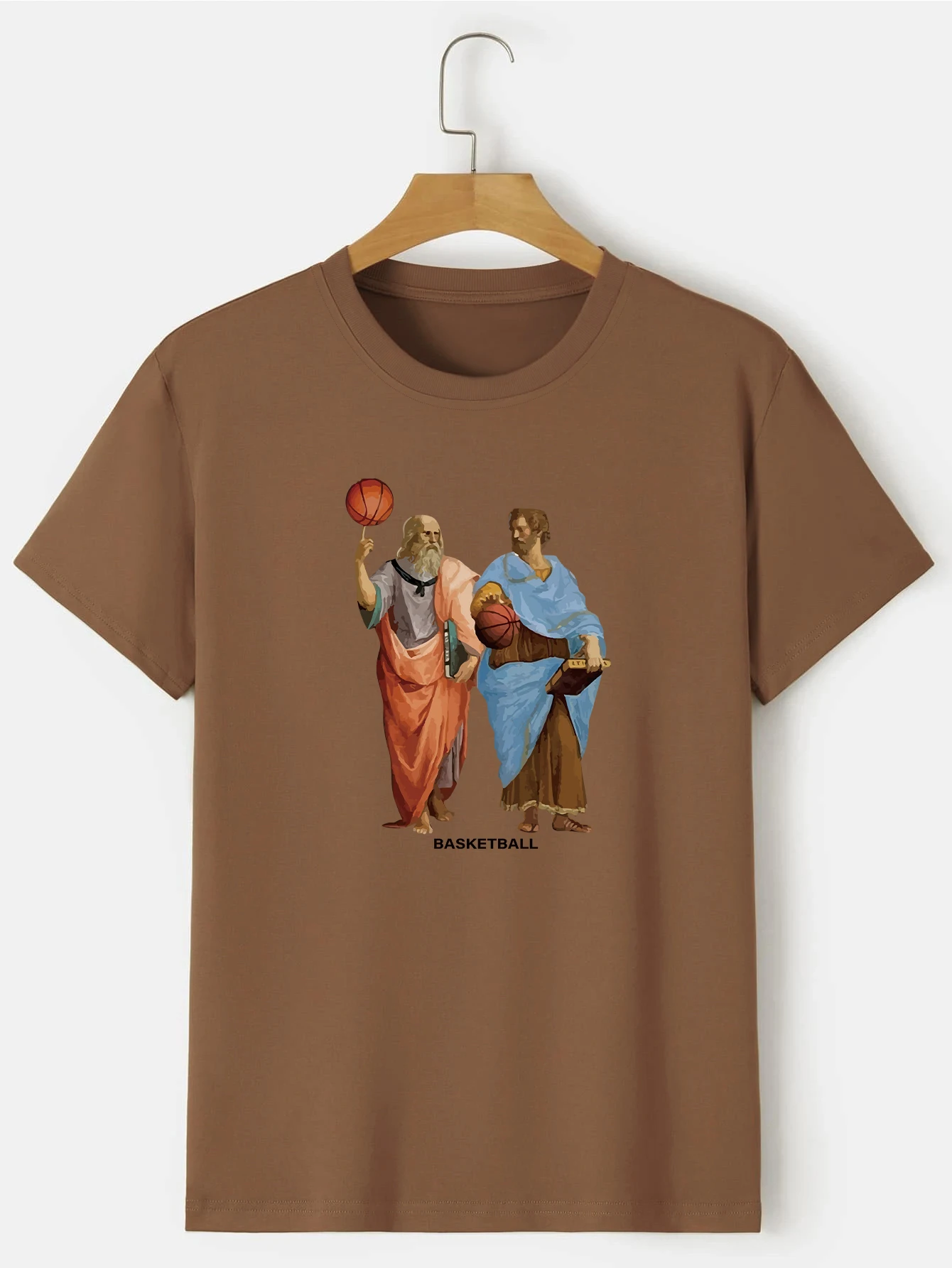 Tricou cu imprimeu amuzant cu bătrân jucând baschet, topuri cu mânecă scurtă și guler rotund, tricou grafic, haine de vară, ținută bărbătească_voghion.com