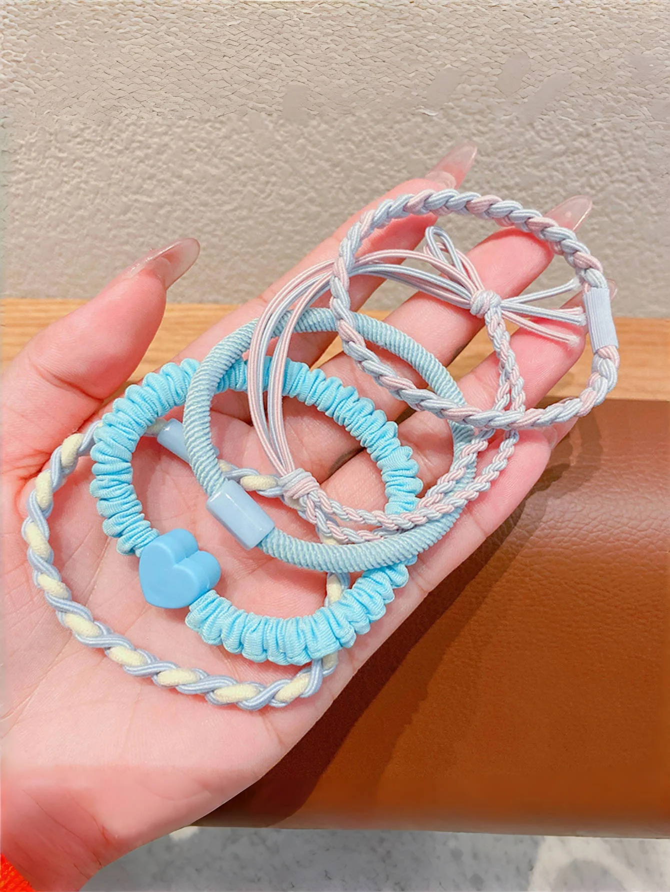 Macaron hair ties displayed