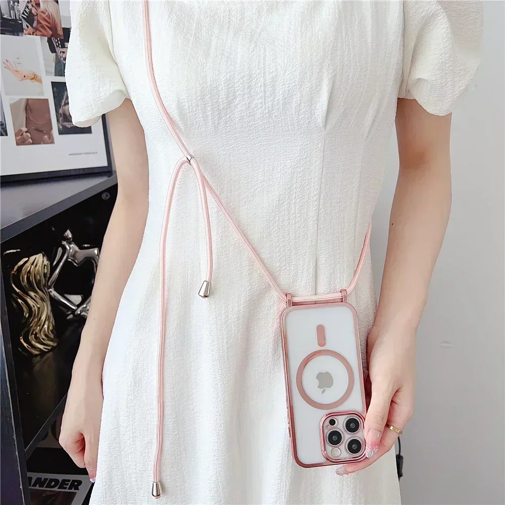 Versatile Clear Phone Case with Magnetic Necklace Cord and Lanyard