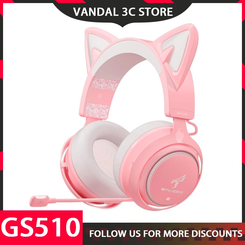 

Somic Gs510 Cat Ear Headphone Wired/Wireless 2.4g Gaming E-Sport Headset Rgb Light For Girl Gamer Desktop Player Birthday Gift