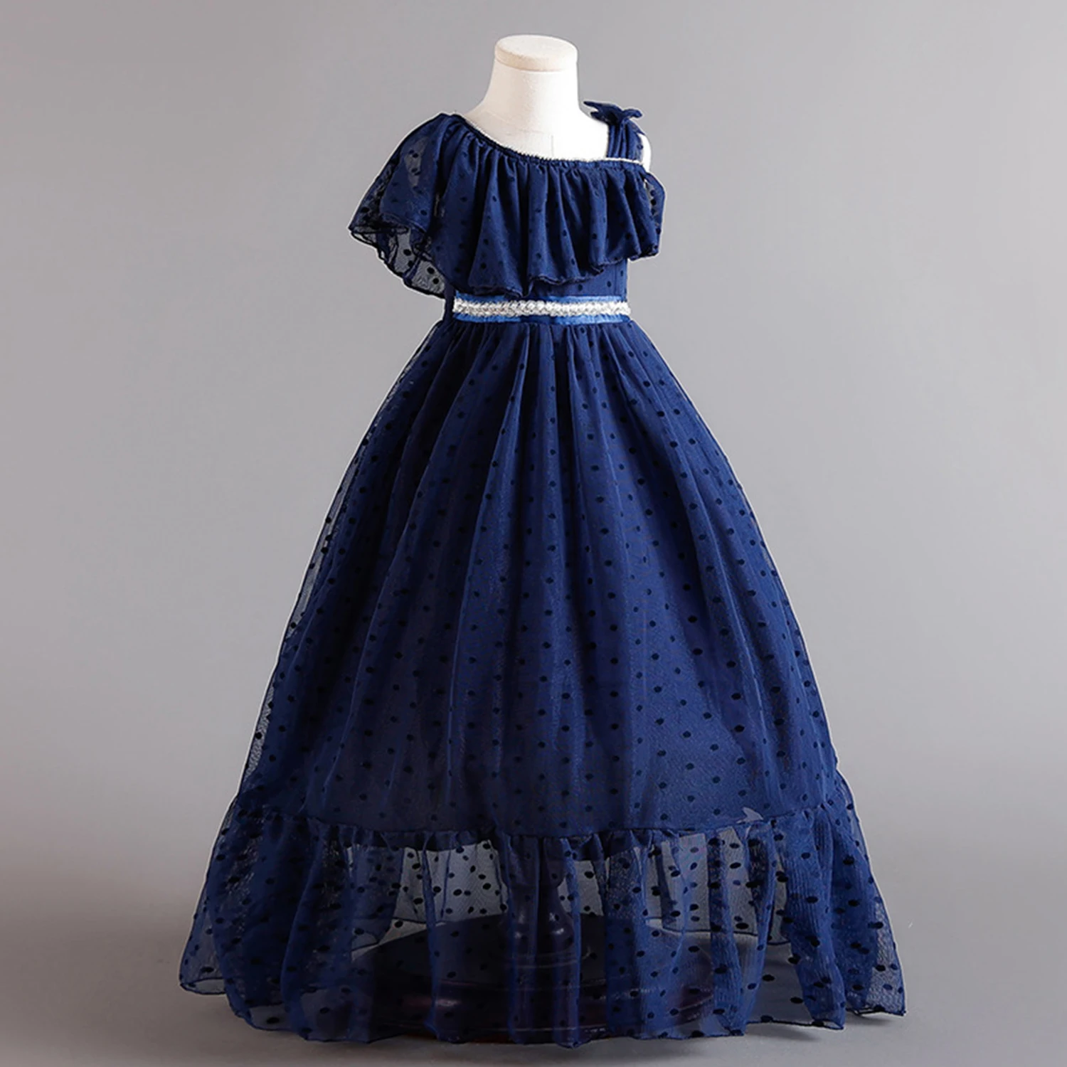 

Shiny Toddler Little Big Girls One Shoulder Pearls Flower Girl Birthday Party Formal Dress Long Pageant Dress 63910