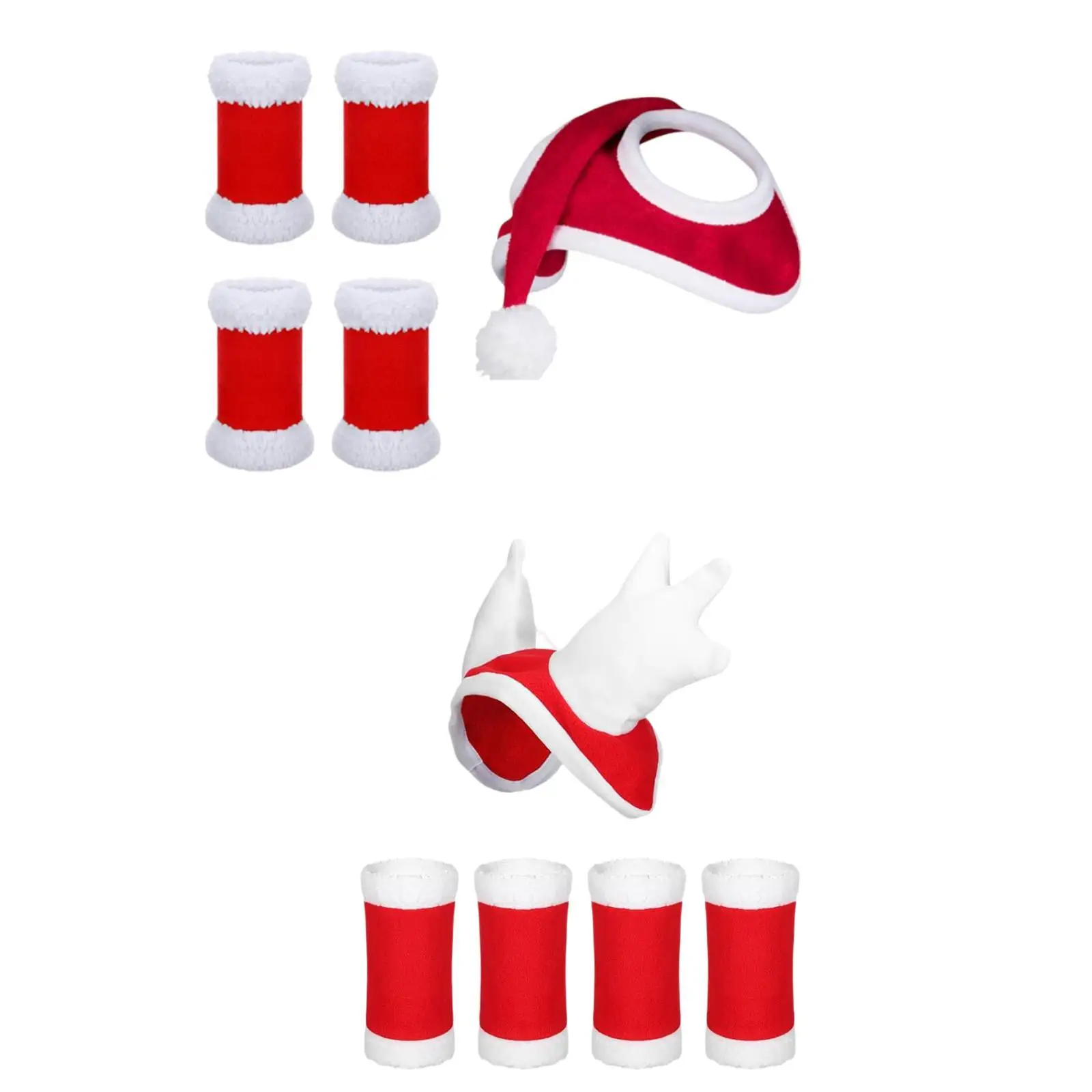 Horse Christmas Hat 4Pcs Horse Leg Wraps Thick Headwear Velvet Fly Leg Boots Wrap Leg Guard for Party Favors Parade Supplies 3