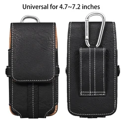Deluxe Leather Phone Holster Belt Pouch with Card Pocket and Adjustable Waist Bag (M 4.7inches)