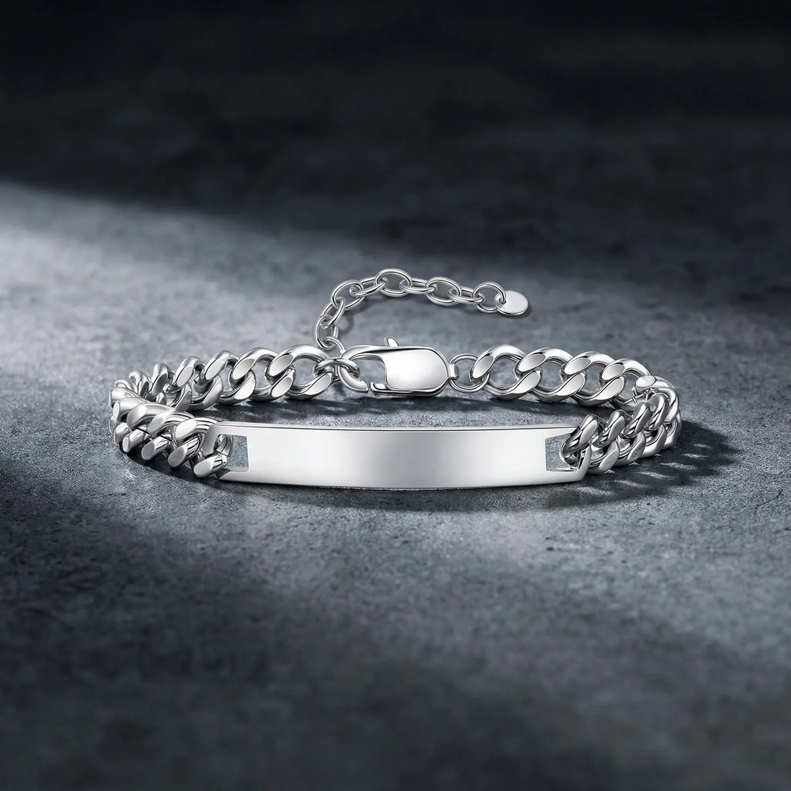 Maßgefertigtes Edelstahl-Kettenarmband für Herren, Klassisches Wasserfestes Silberfarbenes Kubanisches Figaro-Kettenarmband, Schmuckgeschenk für Ihn – Detail 6